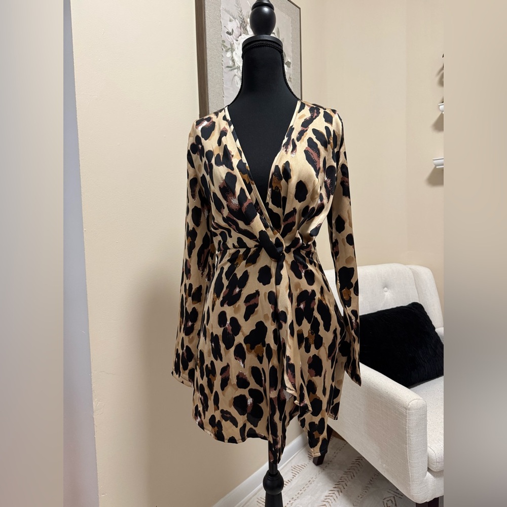 Leopard Print Wrap Dress